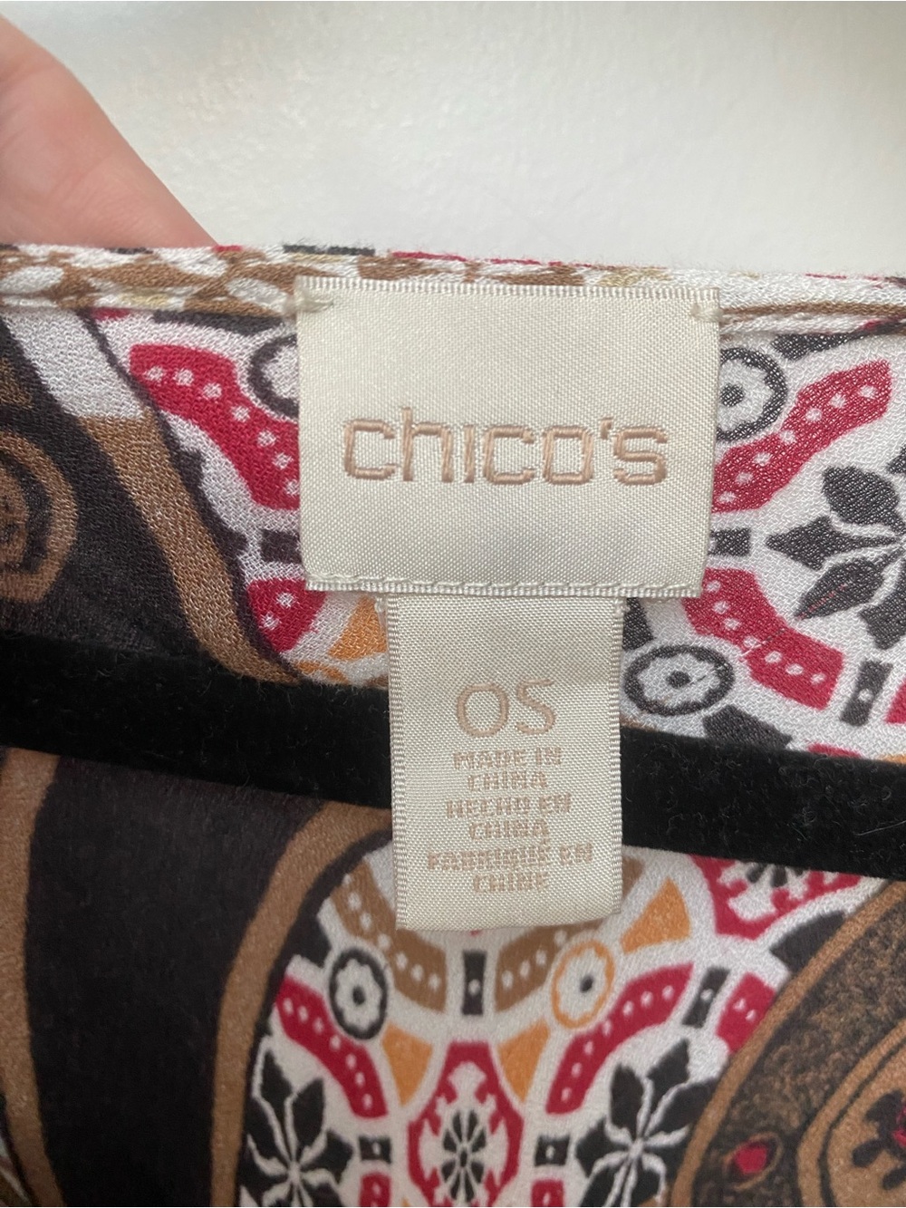 Chico's Multi-Colored Paisley Fringed Poncho with Brown Trim - Picture 2 of 7